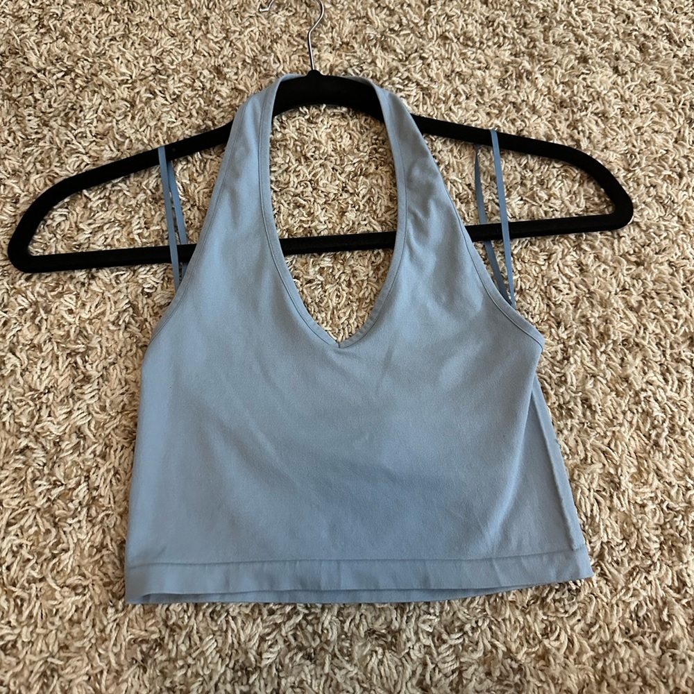 PacSun Cares Clover Seamless Halter Top size XS color blue